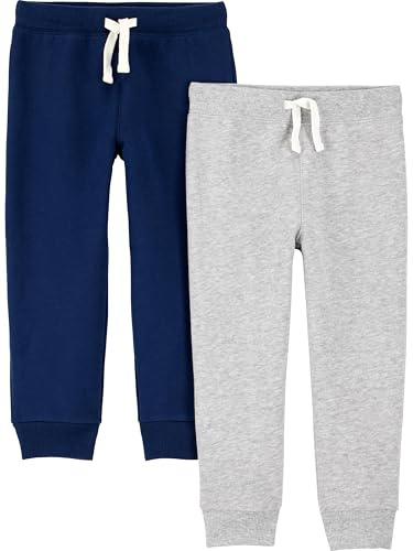 Simple Joys by Carter's Pantaloni Pull-On in Pile Bambini e Ragazzi, Pacco da 2, Blu Marino/Grigio Puntinato, 3 anni