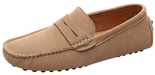 Jamron Hommes Daim Penny Loafers Mocassin Slippers | Cuir Respirant Doublure, Amovible Semelle, Semelle Extérieure Légère, Décontracté et Habillé, Chaussures de Conduite