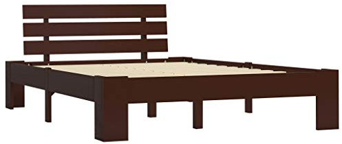 vidaXL Kiefernholz Massiv Bettgestell Holzbett Futonbett Doppelbett Massivholz Bett Bettrahmen Lattenrost Schlafzimmerbett 140x200cm Dunkelbraun