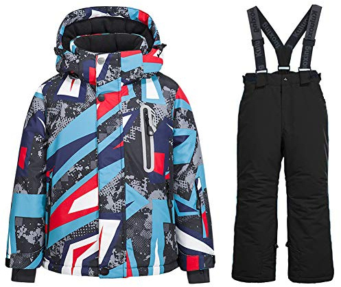Boys Ski Jacket Snow Jacket Pants Suits Windproof Waterproof Winter Coats 56BK,6