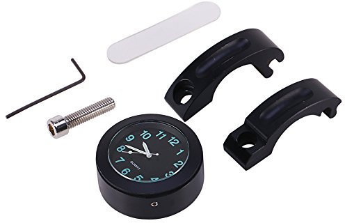 Motorrad Lenker Uhr,KIMISS Motorrad Lenkeruhr, Duokon Universal 7/8 -1 wasserdichte Motorradlenker-Uhr, Neue Black Glow-Uhr