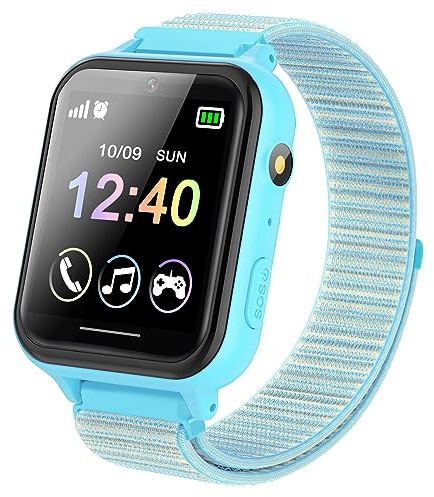 PTHTECHUS Smartwatch per Bambini, Telefono Smartwatch con Lettore Musicale per Ragazzi e Ragazze Giochi SOS Contapassi Touchscreen Fotocamera Orologio per Bambino 4-12 Anni Regalo