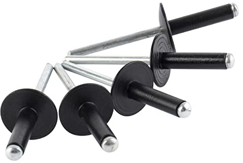 ISPINNER 100pcs 3/16 x 1 Large Flange Aluminum Blind Rivets, Pop Rivets Grip Grange 18-20mm (Black)