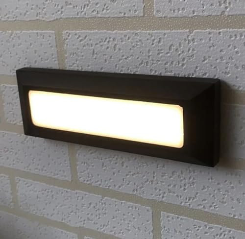 Partenopea® faretto LED CCT segnapasso da esterno lampada luce da parete muro IP65 impermeabile da 6w rettangolare viali scale giardino (Nero)