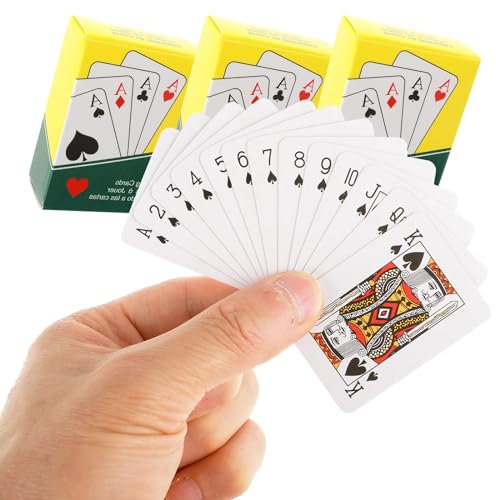 DSLSQD 3 Decks Spielkarten,Mini Kartenspiel,Kleine Spielkarten,Doppelkopf Spielkarten,Miniatur Pokerkarten,Zauberkarten,für Kinder Erwachsene Familien Party Kartenspiel Neuheitsgeschenk Partygeschenk