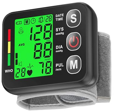 Digital Wrist Blood Pressure Monitor - BP Machine with Irregular Heartbeat Detection, Large LCD Display, Backlit Screen, Intelligent Voice Guidance - Dual Users Mode, 2x99 Memory
