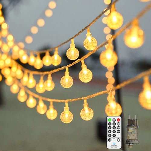 120LED Lichterkette Strombetrieben 20M Lichterkette Kugel Warmweiß mit Stecker für Außen und Innen Lichterketten Outdoor Wasserdicht Ideal für Zimmer Balkon Camping Zelt Party Hochzeit Weihnachtsdeko