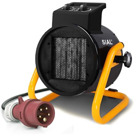 SIAL Termoventilatore 5000 W - Radiatore Elettrico - Ceramica - Riscaldamento Industriale - Riscaldamento Rapido in 3 Secondi - Termostato e Protezione da Surriscaldamento (Nero)