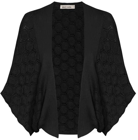 GRACE KARIN Women's Hollow Shrug Cardigans Open Front Bolero for Women UK