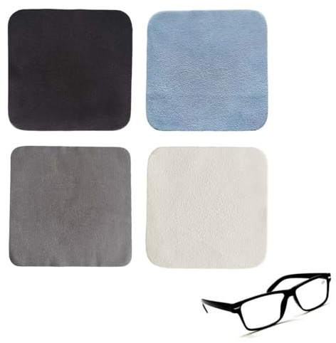 MEXRUMI 4 Pièces Lingettes Microfibre,Chiffon De Nettoyage Pour Lunettes,Chiffons De Nettoyages En Micro-Fibre,Essuie Lunette,Pour Nettoyer Lunettes Caméras Tablettes Téléviseur(4 Couleurs)