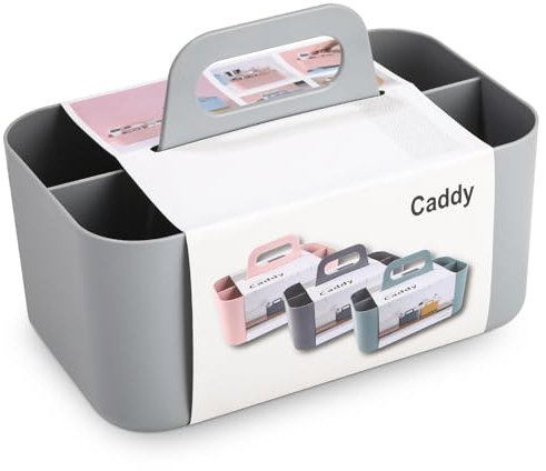 Azyvum Cesta organizadora – Caja organizadora para material de manualidades y de costura: botones, tijeras, pinturas, lápices - Gris