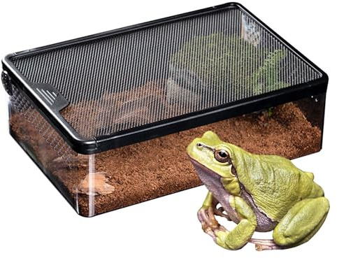 Reptilbox fodral – platt faunarium – bärbart habitat reptilavelsfodral | terraribehållare | transparent transportlåda för reptiler | burfodral lufttät säker husdjurshus för skalbaggar ödlor spindlar