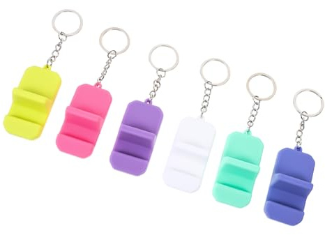 DECOMELODY 6 Piezas Soporte de Teléfono de Silicona Portátil Mini con Llavero Soporte de Mesa Compacto y Ligero para Móvil para Oficina y Viaje