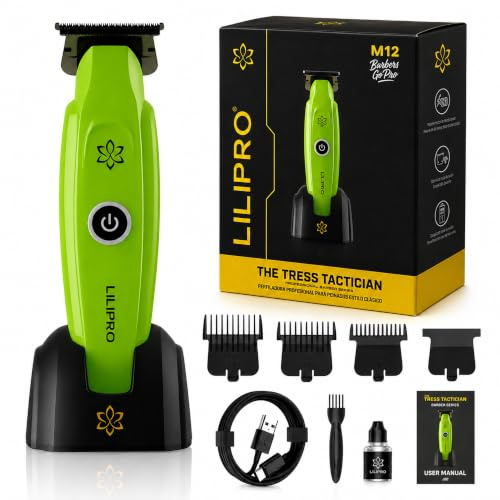 LILIPRO M12 Profi Herren Haarschneider & Barttrimmer | Professional Hair & Beard Trimmer - Zero-Gap DLC-T-Blade, 7500+ RPM, Kabellos, USB-C, 2000 mAh Akku, Leise & Präzise, Für Barber & Zuhause (Grün)