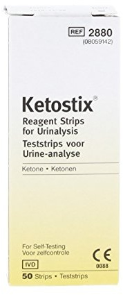 Ketostix Reagent Strips for Urinalysis, Measure Ketone Levels, 50-Count Box