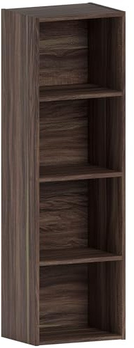 Vida Designs Oxford 4 Tier Cube Bookcase, Walnut Wooden Shelving Display Storage Unit Office Living Room Furniture