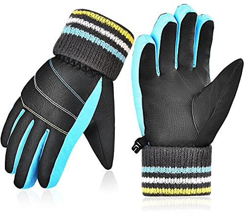 Wasserdicht Winterhandschuhe Kinder Handschuhe Skihandschuhe -Fleece Langen Ärmeln Warme Schneehandschuhe Full Finger Anti-Rutsch Winddicht Fahrradhandschuhe for Junge Mädch for Outdoor Sport Ski