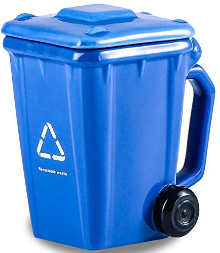 ZONSUSE Hjulsoptunnor, nyhet papperskorgformad mugg, roliga kaffemuggar roliga gåvor för föräldrar kollega vänner och familj, 400 ml (blå)
