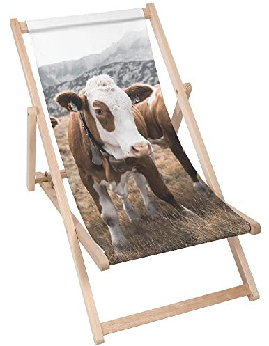 DreamRoots Liegestuhl Klappbar Holz aus Buchenholz, bis 130 kg belastbar, 3-Fach verstellbare Rückenlehne, waschbarer Polyesterbezug