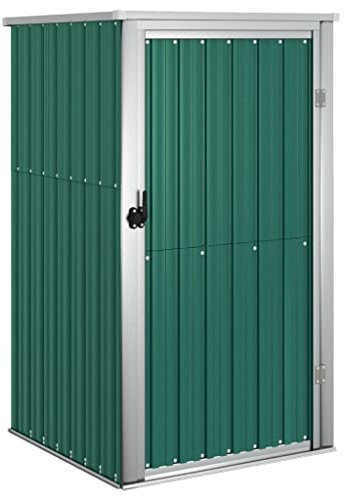 vidaXL Garden Tool Shed: Galvanised Steel Frame, Ample Storage Space, User-Friendly Handle, Green, Low-Maintenance, Plastic Corner Protectors Included, Dimensions (88x89x161 cm)