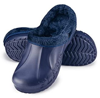 ESTRO Sabot Uomo Gomma Invernali - Zoccoli Gomma con Pelo Ciabatte Giardino Donna Zoccoli Uomo Ciabatte da Giardino A12 (45, Blu Scuro)
