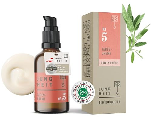 JUNGHEIT Tagescreme Unisex mit Hyaluron & BIO Kräuter 30ml - hochdosierte BIO Gesichtscreme - Naturkosmetik stärkt die Hautschutzbarriere & glättet die Haut - Skincare - vegane Gesichtspflege