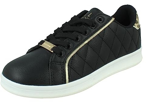 Elle Sport Flache Damen-Sneaker F7232 zum Schnüren, Synthetik, Schwarz, Größe 37, Schwarz , 37 EU