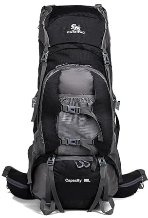 Maity 80L Wanderrucksack Unisex Großer wasserdichter Sportrucksack Leichter großer Reiserucksack Faltbar Geeignet für Camping, Wandern, Radfahren, Klettern, Bergsteigen Rucksack (M228E02-Schwarz)