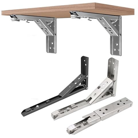 MZPOZB Klappbare Halterung 2PCS 8/10/12/14 Zoll Einstellbare Wand Dreieck Klapp Winkel Bank Tisch Regal Halterung möbel Schwere Unterstützung Hardware Klappträge(2pcs steel-10 inch)