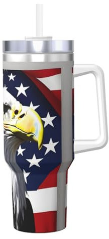 Borraccia termica a doppia parete in acciaio inox, con manico e coperchio con cannuccia