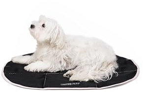 United Pets Lazy Dog Mat - Tragbares Hundebett für Hunde, faltbar, Matte für Restaurant und Reisen, leichte Hundematte, Schwarz/Rosa