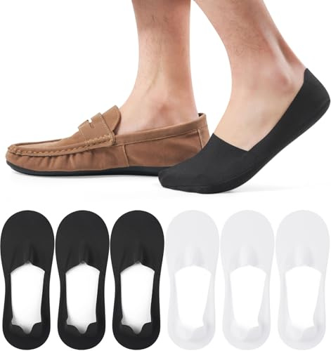 Caldodo Mens Invisible Trainer Socks, Thin No Show Loafer Socks for Womens | 6 Pairs Non Slip Hidden Boat Shoe Socks, Nylon Foot Secret Socks Lightweight for Summer, 6-8 9-11 12-14