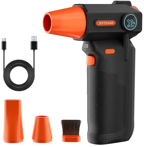 SYTUNG Compressed Air Duster Cleaner, Super Power Cordless Air Duster 200g Wind Pressure with LED Light, 3-Gear Adjustable Blower for PC, Keyboard, Outdoor, House and Car