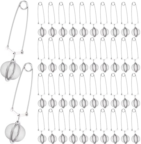 Yinder 40 Pcs Loose Leaf Tea Infuser Stainless Steel Mesh Snap Tea Ball Strainers with Handle Metal (Silver)