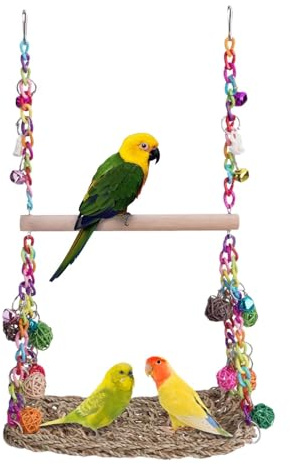 Altalene per Pappagalli, Altalena per uccelli giocattolo di uccelli, Giocattolo altalena per uccelli, Giocattolo per uccelli per pappagallini, legno, giocattolo per gabbia per pappagalli