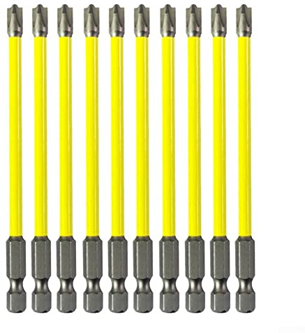 FPH2 - Broca magnética ranurada para destornillador de cruz hecha de acero de aleación endurecido con acabado de chorro de arena para uso electricista, compatible con paneles de enchufe (10 unidades