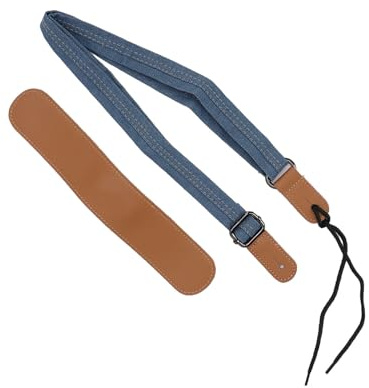 HUSHUI Ukulele Rem Justerbar Denim Läder Kors Axelvadd för Alla Ukulele Storlekar och små Gitarrer