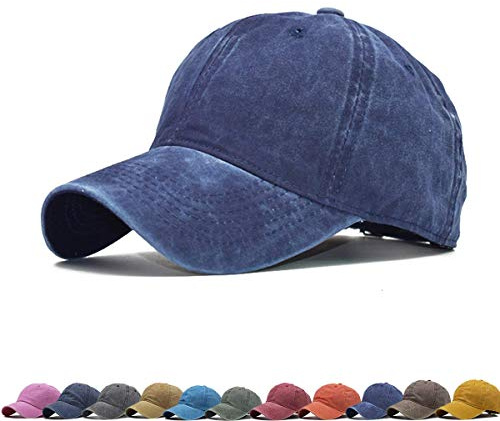 Vintage Unisex Top Cappelli per Donne e Uomini - Berretti da Baseball e Cappelli da Papà per l'Uso Quotidiano, Blu scuro, Taglia unica