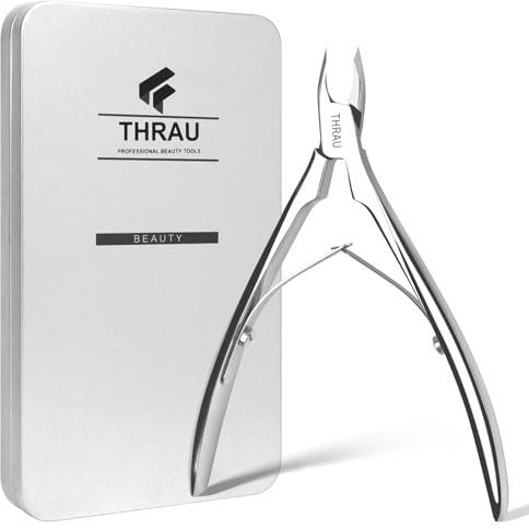 THRAU Coupe-Cuticules pour Manucure et Pédicure, Pince à Cuticules en Acier Inoxydable, Pointe Fine pour Ongles et Peau Sèche