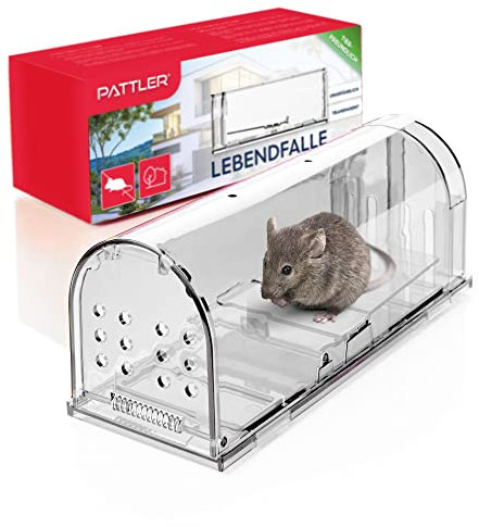 PATTLER® Piège à Souris vivantes Extra Grand | Piège Fouine Capture des Rats avec des Trous d'air | Installation Facile dans la Maison, Le Garage ou Le Jardin - Transparente 1 Pièce