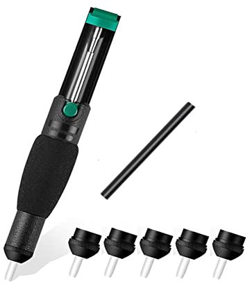 Piarktoy Doppelring-Entlötpumpe, Kunststoff, Lötzinn Vakuum, Sauger, Entlöter, mit 5 extra Düsen