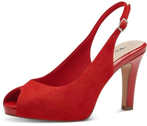 Tamaris Damen Peeptoe-Pumps Leder Banana-Absatz; RED/rot; 36 EU