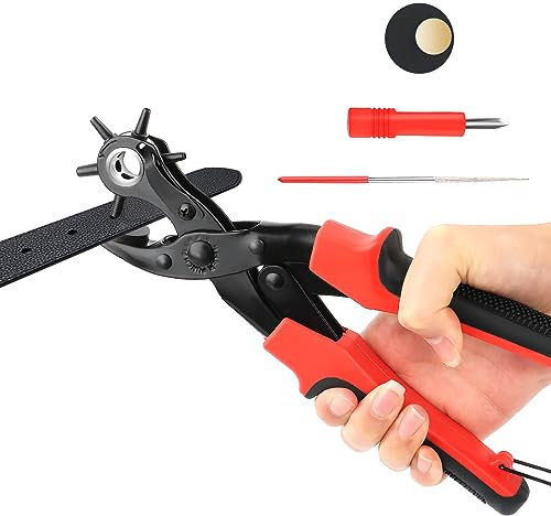 MXTIMWAN Sacabocados Cuero Agujeros Cinturon Sacabocados para Cuero Maquina Hacer Agujeros Cinturones para Perforar Tarjetas Correas de Reloj Cuero Piel Cinturones Correas, 2-4.5 mm