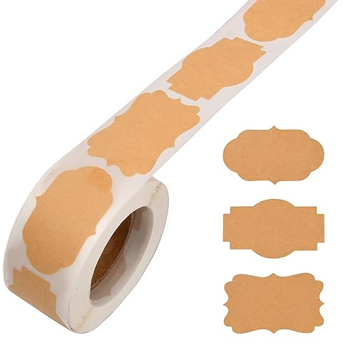 Jinlaili 300pezzi etichetta Kraft Adesive, 5cm Regali Adesive, Etichette Autoadesive per Bottiglie Marmellata Barattoli Fatta a Mano Confezione