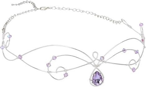 CoTeeZa Purple Elf Fairy Circlet - Handmade Celtic Crown Bride Headpiece Vintage Medieval Elven Crystal Headwear Halloween Cosplay Renaissance Costume Accessories Adult Women Fantasy Tiara