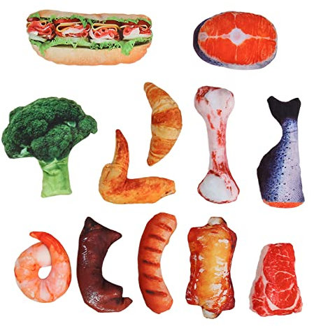 Interaktives Hundespielzeug-Set, Realistisches Quietschspielzeug in Lebensmittelform Für Kleine Und Mittelgroße Hunde, Bissfestes Plüsch-Kauspielzeug