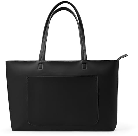 KALIDI Women's PU Leather Tote Bag with Zipper, Large Capacity Shoulder Handbag, Stylish Daily Bag for Work, School, Shopping, Travel & Daily Use (Black-L）