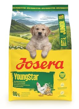 JOSERA Junior YoungStar Poulet & Pommes de Terre (1 x 3 kg) | Croquettes pour Chiots de Races Moyennes et Grandes | Alimentation pour Un apport Optimal | Nourriture sèche sans céréales | Pack 1