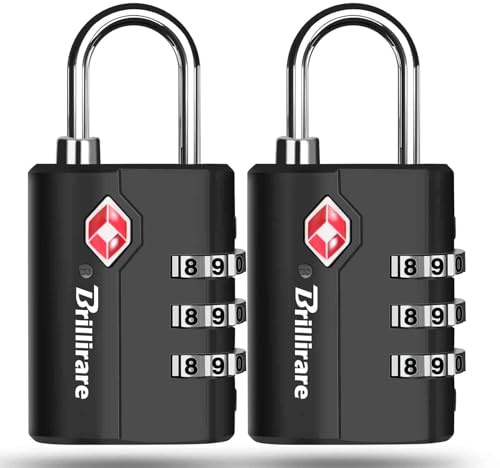 2 Pack TSA Approved Luggage Locks, Combination Travel Padlock, 3-Digit Waterproof Lock, TSA Accepted Outdoor Keyless Resettable Lock for Lockers, Bags, Backpack, Gym, Gate, Anti Theft-Black