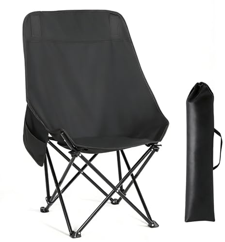 HAUSPROFI Folding Camping Chair Lightweight with 55cm High Back Outdoor Chair with Backpacking eavy Duty Tubular Steel Frame Ideal for Beach Picnics Garden Fishing